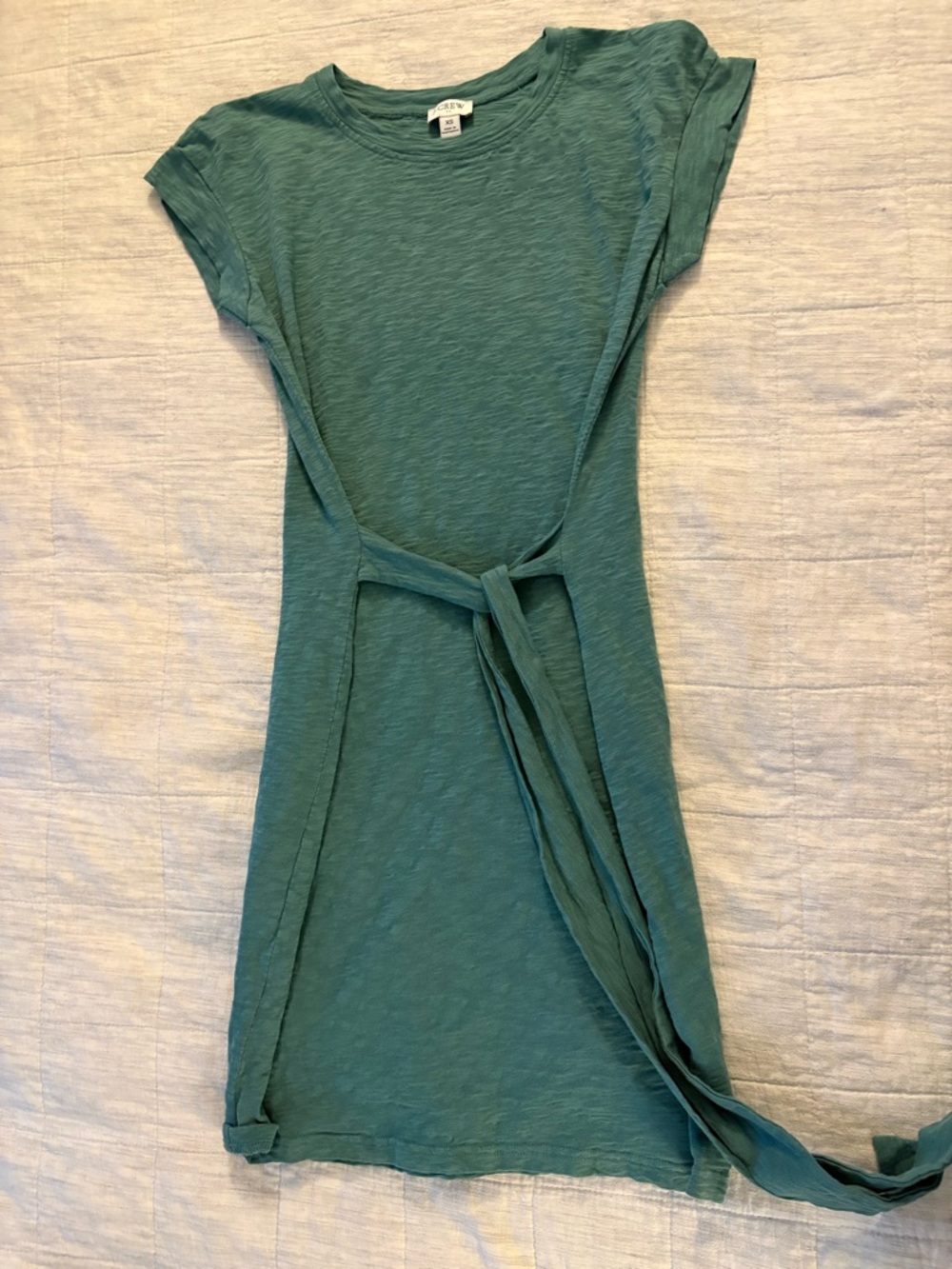 J. Crew Green Tie-Waist Mini Dress